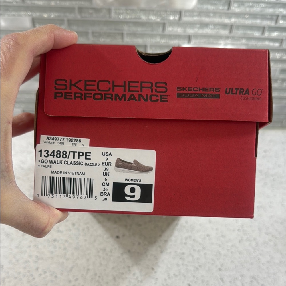 Skechers Tan and White Slip-On Sneakers - Picture 3 of 3